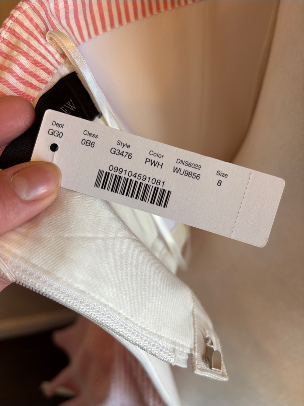 J. Crew Strapless Ruffle Hem Seersucker Midi Dress in Pink White NWT - Picture 14 of 15